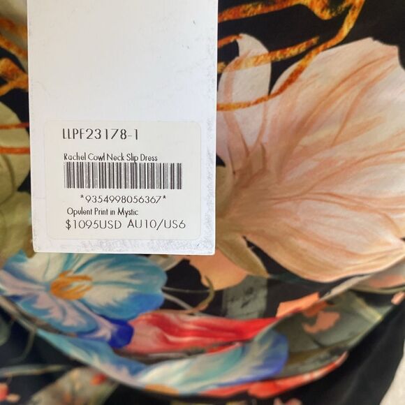 Leo Lin Women's Black Rachel Cowl-Neck Floral Silk Midi Slip Dress Size 6 - mordernwear.com Leo Lin Women's Black Rachel Cowl-Neck Floral Silk Midi Slip Dress Size 6 - mordernwear.com